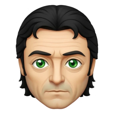 Ian McShane with green eyes, black hair sticker