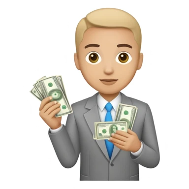 Bank teller holding cash sticker