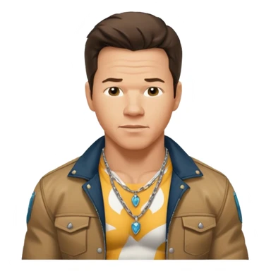 Mark Wahlberg as Marky Mark with shirtless with necklace, jacket sticker