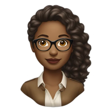 young black woman software engineer with eyeglasses with curly brown hair with ralph lauren blouse sticker