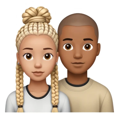 Teenage Interracial couple of a black woman with box braids and a white man with a buzz cut  sticker