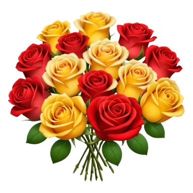 roses with gradient on petal starts yellow and bottom is red make a bouquet of them lots of gradient on every petal  sticker
