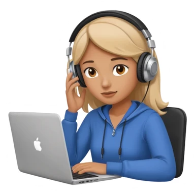 super busy female looking at the laptop and headphones do not disturb sticker