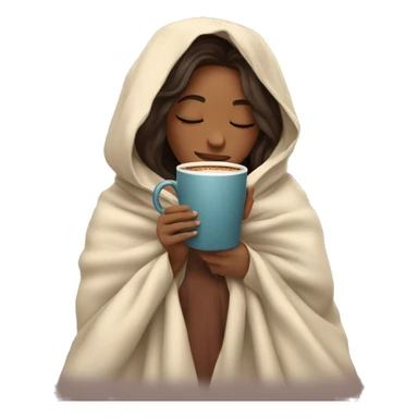 girl inside a blanket / sipping coffee eyes closed sticker