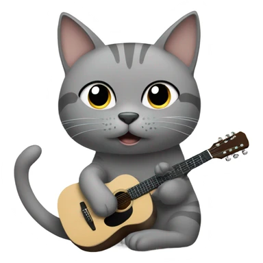 grey cat with acoustic guitar sticker