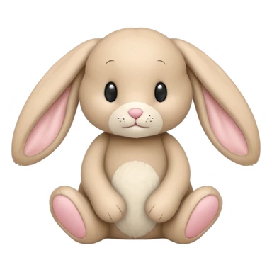 cute beige stuffed bunny with floppy ears, inspired by Jellycat Bashful Bunny, sitting pose, soft texture sticker