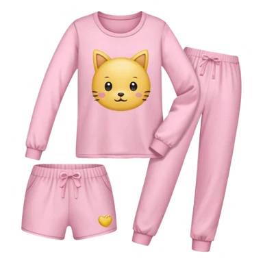  pink ozy two-piece pajama set with a soft fabric texture, long-sleeve top and pants, cute and comfy design, folded or on a hanger, pastel tones, realistic style, isolated on transp sticker