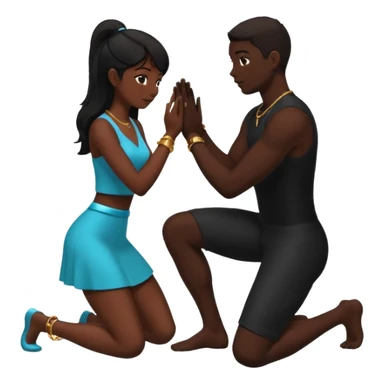 Silhouette of a man kneeling on one knee and offering a ring to a woman receiving it sticker