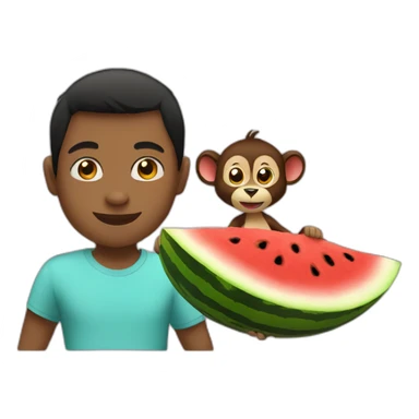 jayden eating watermelon with a monkey sticker