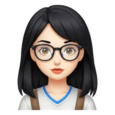 gamer girl with black hair and glasses sticker