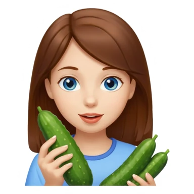 I want a brown hair, blue eyes girl. Holding and licking cucumbers sticker