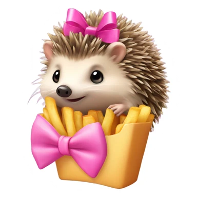 hedgehog with a pink bow and French fries sticker