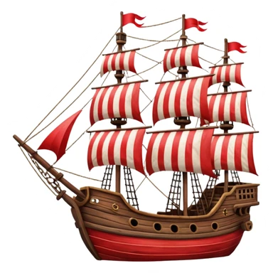 red and white lines pirate ships sticker