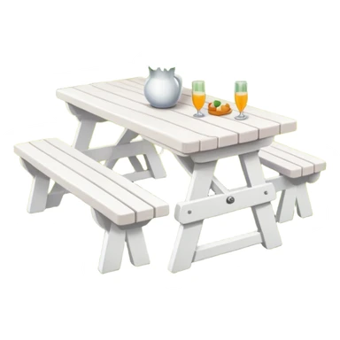 White picnic-benches with a romantic lush warm-colored flower vase on top of picnic-table sticker