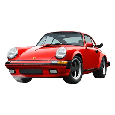 Porsche 911 carrera in red colour with smoke coming out from the exhaust sticker