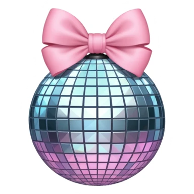 Disco ball with baby pink bow sticker