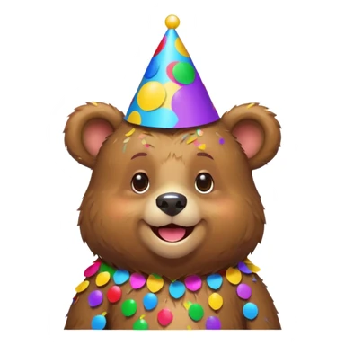 Partying bear cub with confetti  sticker