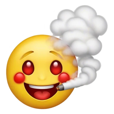 Yellow Emoji blowing out smoke being high off weed sticker