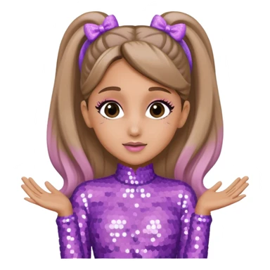 Ariana Grande with dark blonde hair, lavender pink sequin outfit sticker
