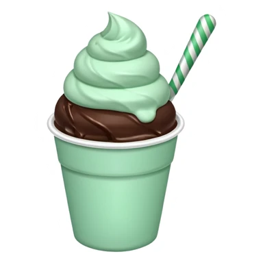 white cup with mint and chocolate ice cream sticker