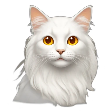 white long hair cat with orange spot middle of face and orange tail sticker