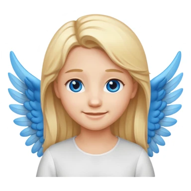 angel emoji blonde hair, blue eyes and smiling, larger wings with darker outline on them sticker