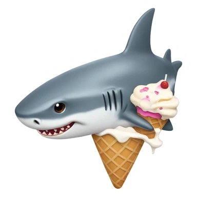 Shark eating ice cream sticker