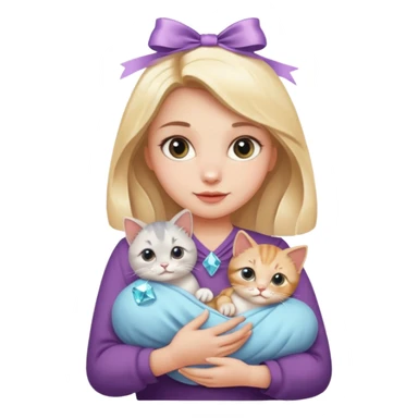 woman holding baby cats with ribbons and crystals sticker