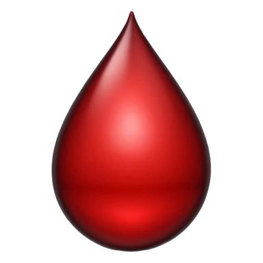 single blood drop emoji sculpted from dark liquid metal, glossy surface, dramatic reflections, futuristic minimal 3D style, isolated on white sticker