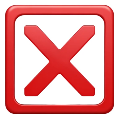 white x in red box 2D sticker