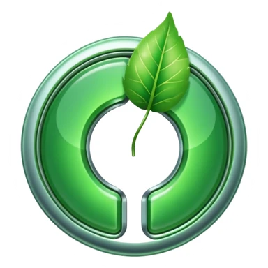 shiny green power button morphing into a leaf, climate action symbol sticker