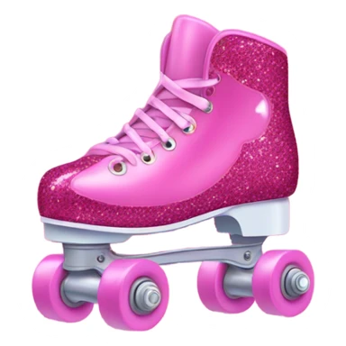 Pink glitter roller skates with red hearts  sticker