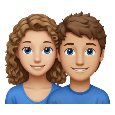 20 year old boy with slightly curly dark blonde hair and blue eyes with 20 year old girl with brown hair and blue eyes (girl is brunette (straight hair), boy is blonde.) sticker