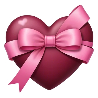 Burgundy heart with a pink bow in the middle sticker