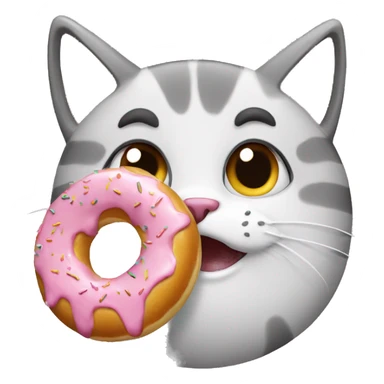 Cat eating donut sticker