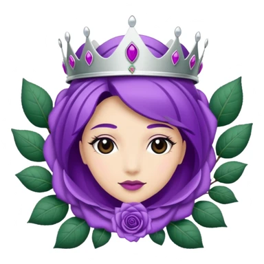 Purple rose with silver tiara and a purple emblem leaf wreath sticker