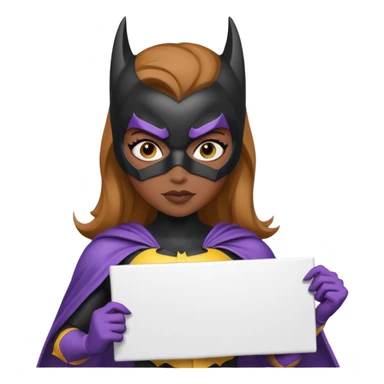 Black Bat girl holding large blank sign sticker