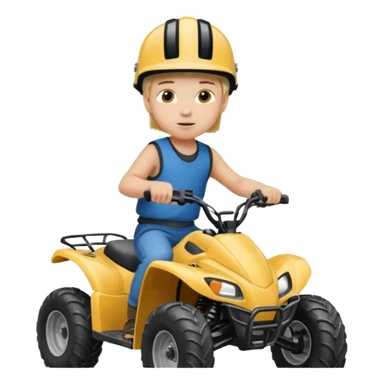 Please make a young blonde boy riding a four wheeler sticker