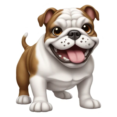 brown and white bulldog smiling and giving a thumbs up sticker