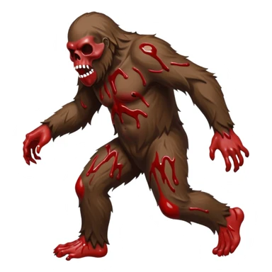 A sasquatch covered in blood and made in the style of your bleeding skull art. Full body, but from the back like he's running away. Just his back side sticker