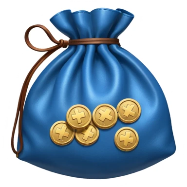 blue coins inside brown money bag sticker