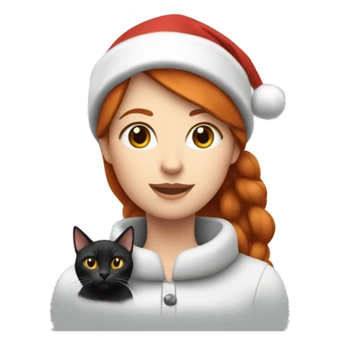 Redhead woman with a black cat and white/grey cat in Christmas clothes sticker