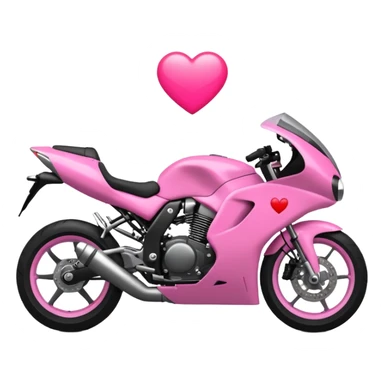 moto sportiva con un cuore rosa fluorescente che sfuma verso il nero sticker
