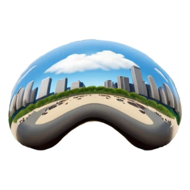 cinematic realistic emoji of Chicago with wide city view featuring iconic landmarks Willis Tower John Hancock Center Navy Pier Cloud Gate Bean lifelike detail accurate colors bright daytime lighting no sky no clouds transparent background sticker