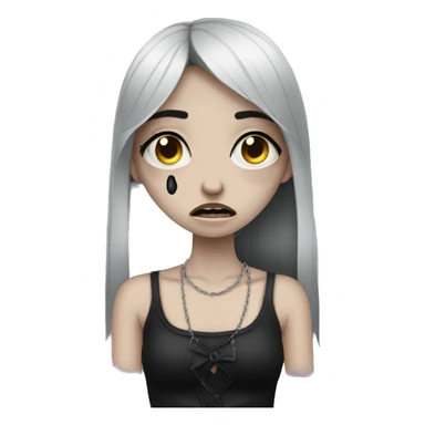 Goth girl crying with tear stains sticker