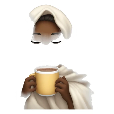 girl inside a blanket sipping hot chocolate eyes closed sticker