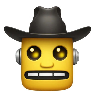 cute robot with a cowboy hat and yellow and black features sticker