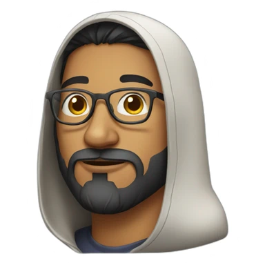indian guy with glasses and french beard wearing a hoodie sticker