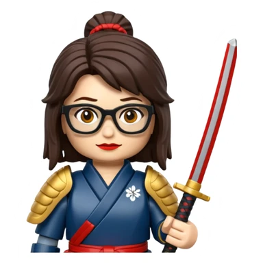 lego Samurai with glasses, Warrior in samurai armor, female, with katana sticker