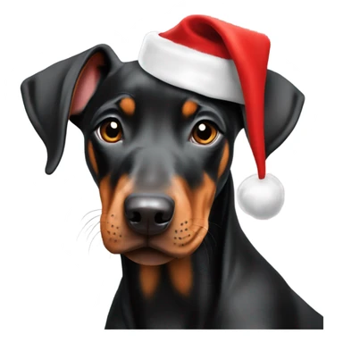 European Doberman Pinscher Puppy with Santa hat  sticker